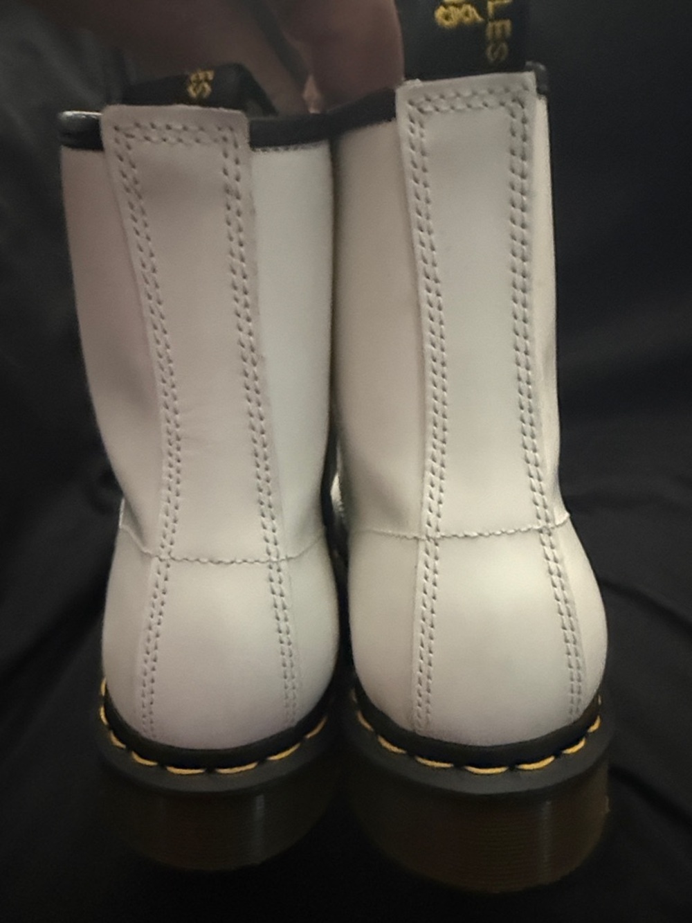 Dr. Martens White Leather Lace-Up Boots with Yellow Stitching Size 10 Brand New! - Picture 8 of 10